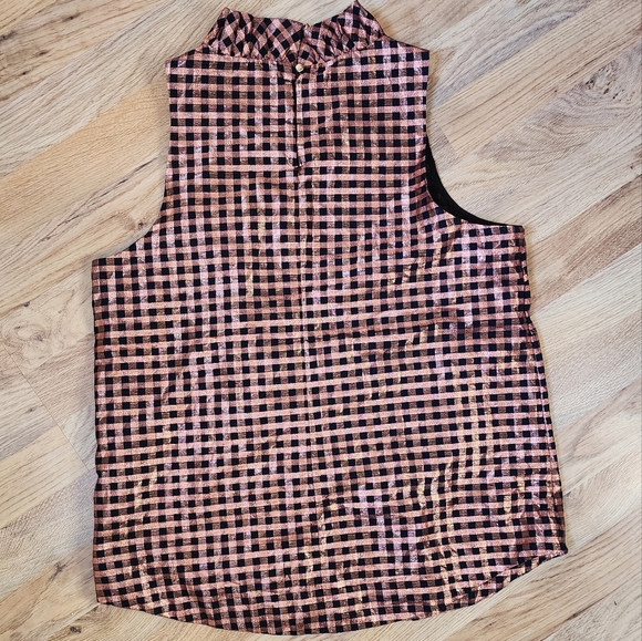 J.Crew Metallic Checkered Blouse Size Small - Picture 3 of 7